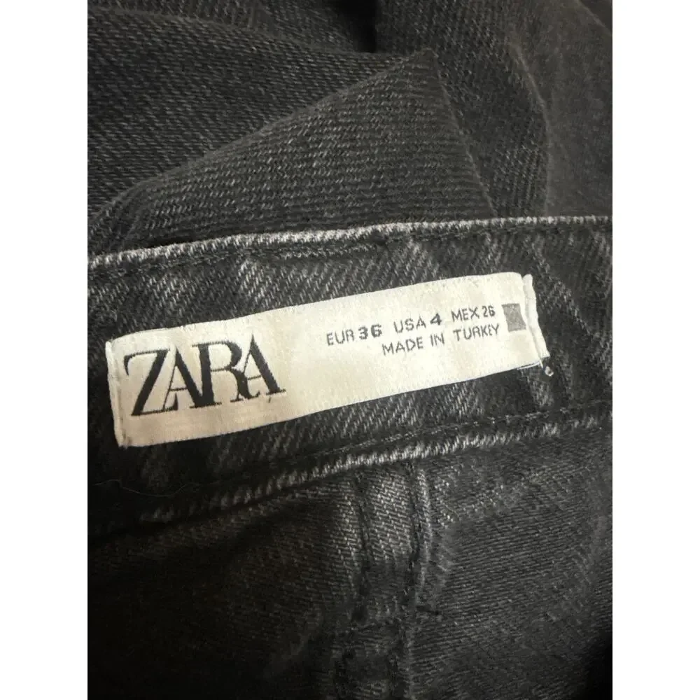 Zara Women's Black High Waisted Baggy Wide Leg Y2k Casual Denim Jeans Size 4 - Picture 4 of 4